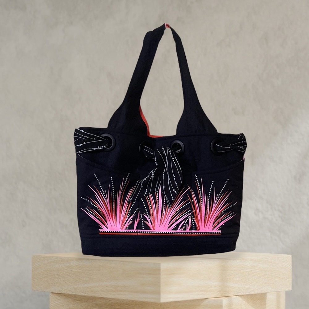 NEW Handmade Quilted Tote, Black/Pink, Unique Gift